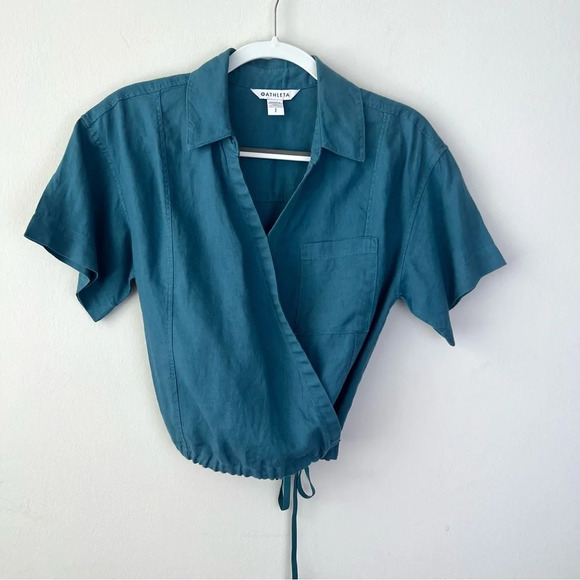 Athleta Linen Borealis Wrap Tie Top - Picture 2 of 7